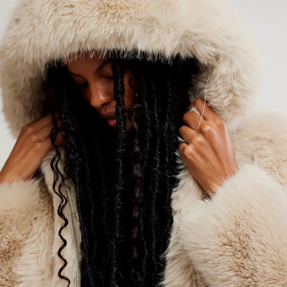 Free People Louder PleaseCream Faux Fur Women's jacket - Picture 4 of 7